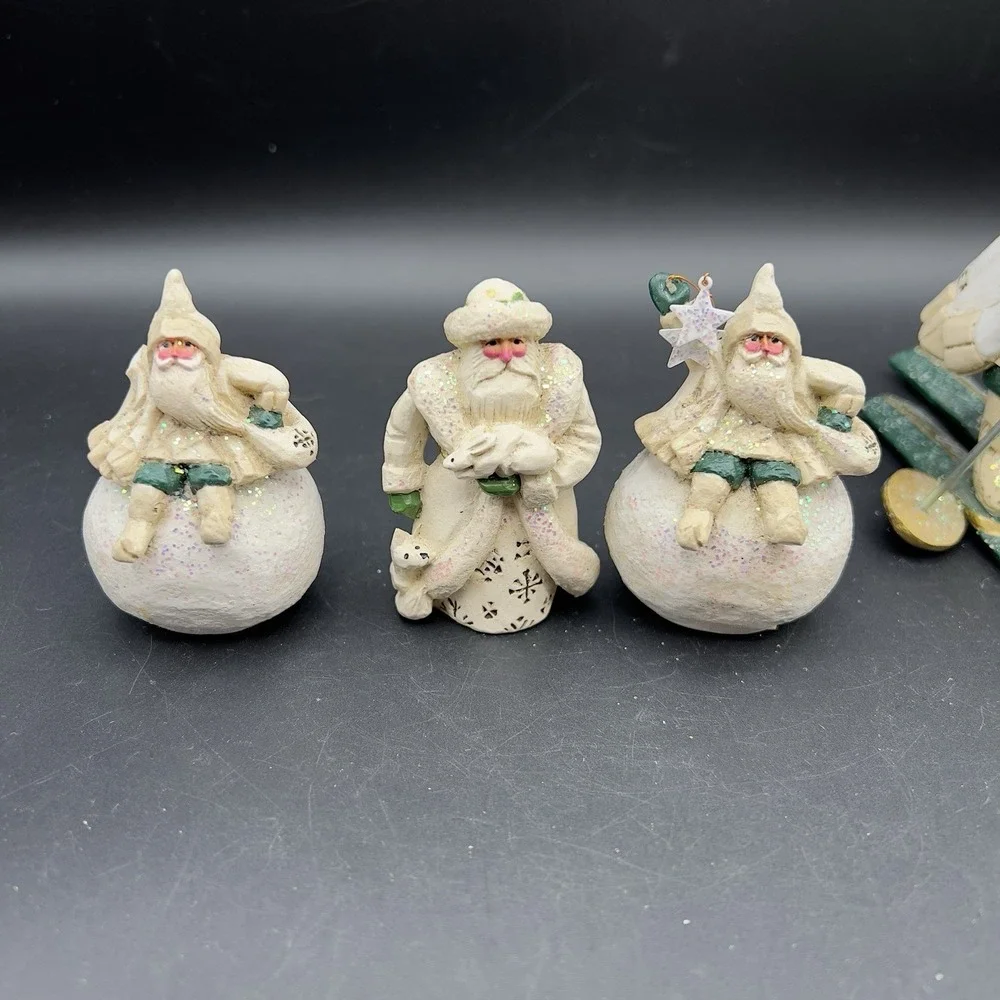 4 Pam Schifferl Winter White Woodland Santa Figurines Ornaments Midwest